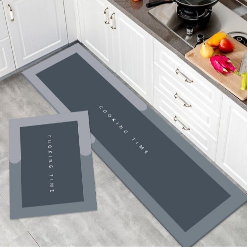 Cross-generation simple solid-color diatom mud floor MATS, kitchen water-absorbing and dirt-resistant two-piece set floor MATS, bathroom easy-to-maintain door MATS Application Scenario