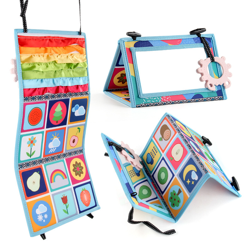Cross-border black and white color funhouse mirror cloth book, baby foldable desk calendar cloth book, early education enlightenment cognitive three-dimensional toy Specification image
