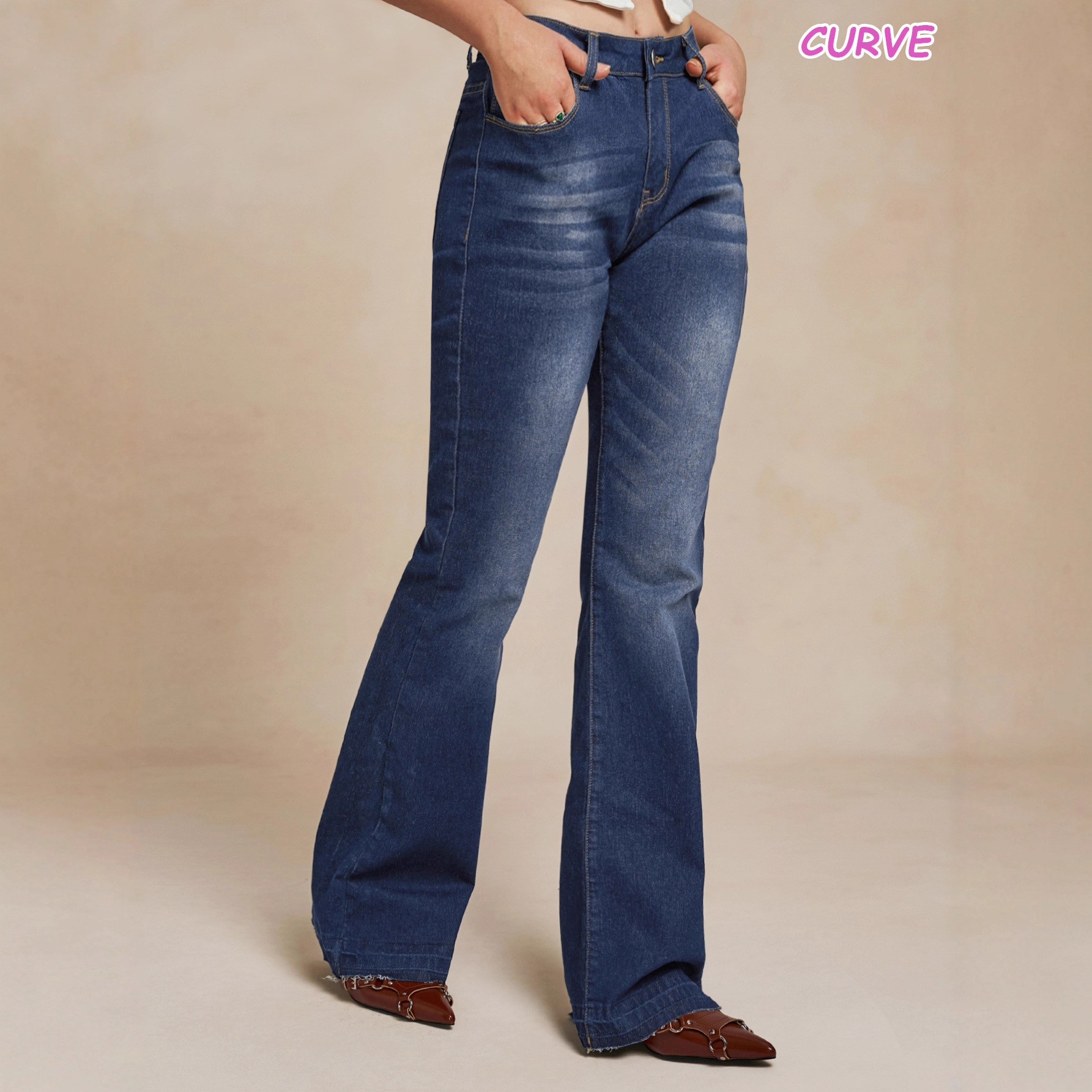Amazon's new autumn collection of retro stretch jeans for women in Europe and America in 2025, washable slightly flared mid-waisted trousers details Picture