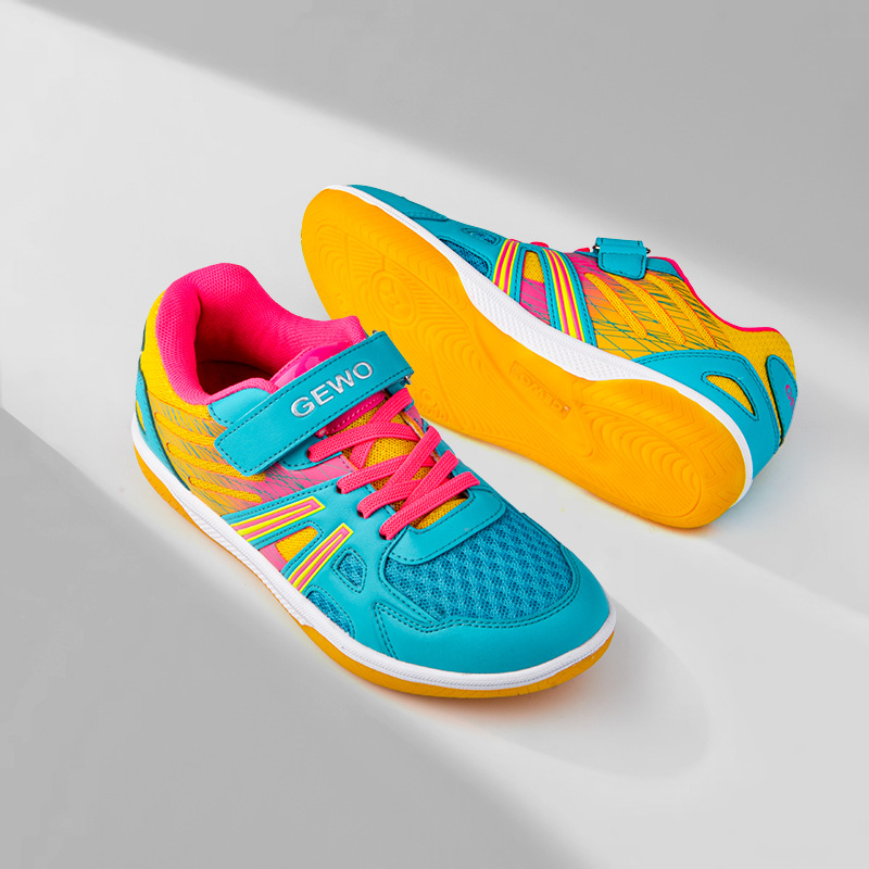 GEWO杰沃儿童乒乓球鞋男童女孩运动防滑耐磨透气专业训练球鞋正品白底实物图