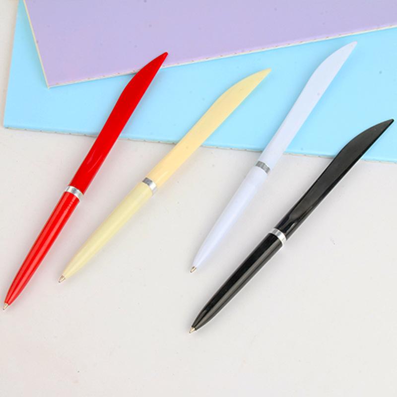 Wholesale of plastic knife-shaped ballpoint pens for office stationery logistics, wholesale of plastic knife-shaped advertising pens Item Picture