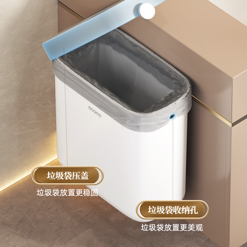Kitchen wall-mounted trash can, household non-drilling toilet, bathroom cabinet, hanging door-type narrow-slit storage bucket Application Scenario