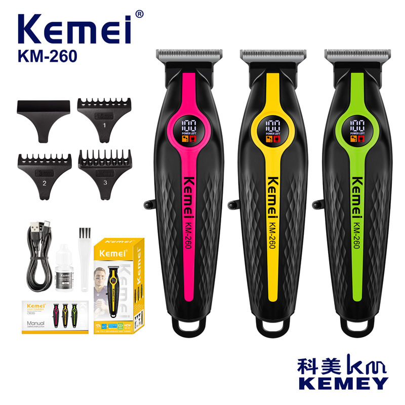 Kemei科美油头雕刻推剪KM-260电推剪发廊专用数显电动理发器跨境