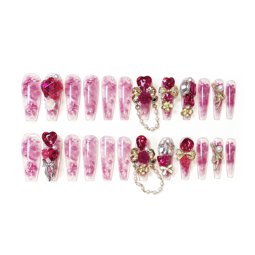 Heavy Industry Wearable Nail products, handcrafted high-end nail art bestsellers, New Year battle robes, bride, Chinese-style false nail patches E5 Item Picture