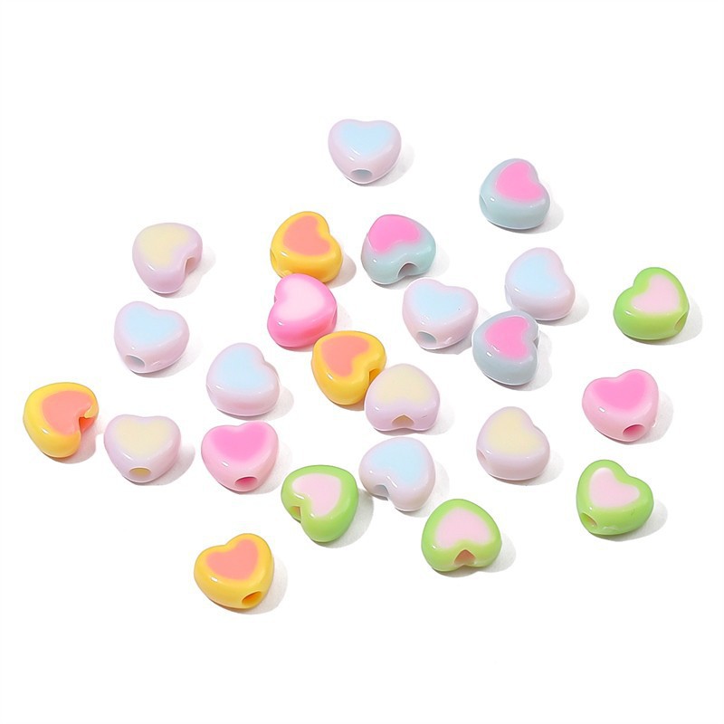 DIY handcrafted bracelet accessory materials with beaded cream acrylic two-color heart-shaped beads in the middle Item Picture