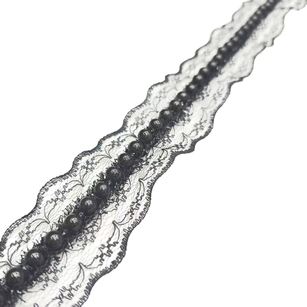 花边/牙边折邹花边/服装辅料/蕾丝花面料/手工白底实物图