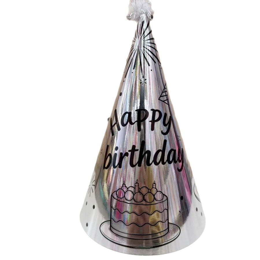 Party HAPP birthday Birthday hat, Ins-style children's party supplies, birthday hat, photo props with pom-poms Item Picture
