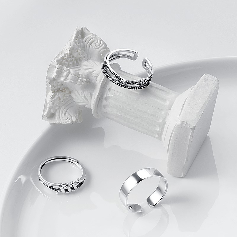 戒指男潮单身戒复古简约ins个性男生指环男士潮流开口可调节尾戒细节图