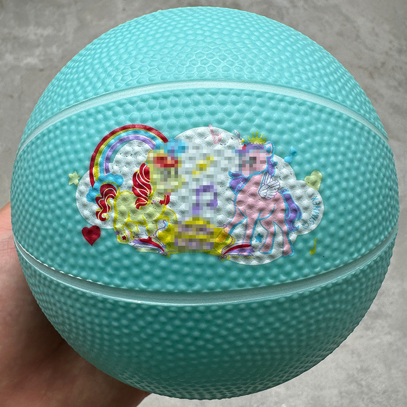 工厂pvc玩具篮球儿童多色彩色印刷小马图案保定制利5英寸12cm