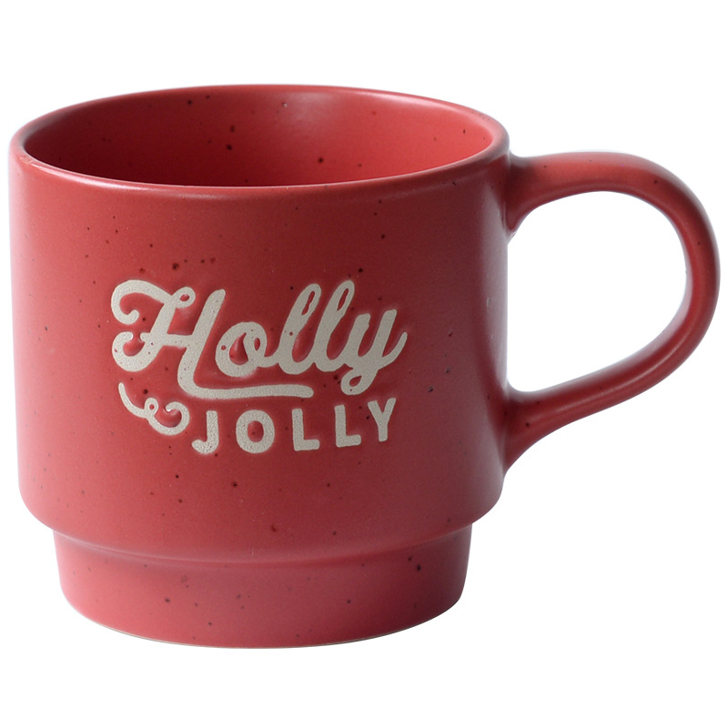 [Red Christmas Coffee Cup] Personalized English mugs, household ceramic high appearance level Couple breakfast cups, water cups Item Picture
