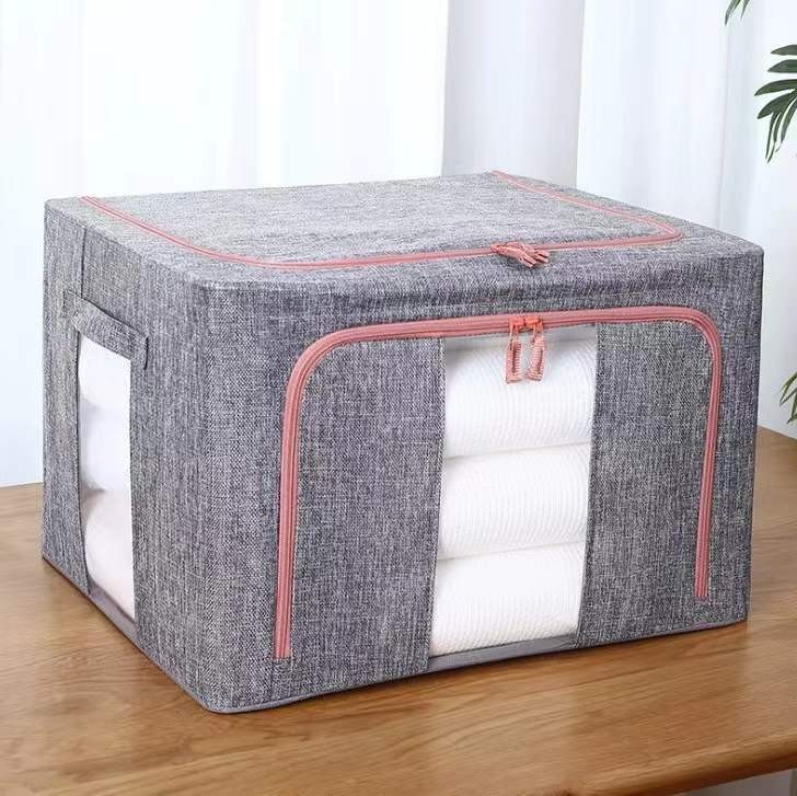 粗麻钢架收纳箱卧室衣服棉被储物箱杂物搬家打包大容量收纳箱定制