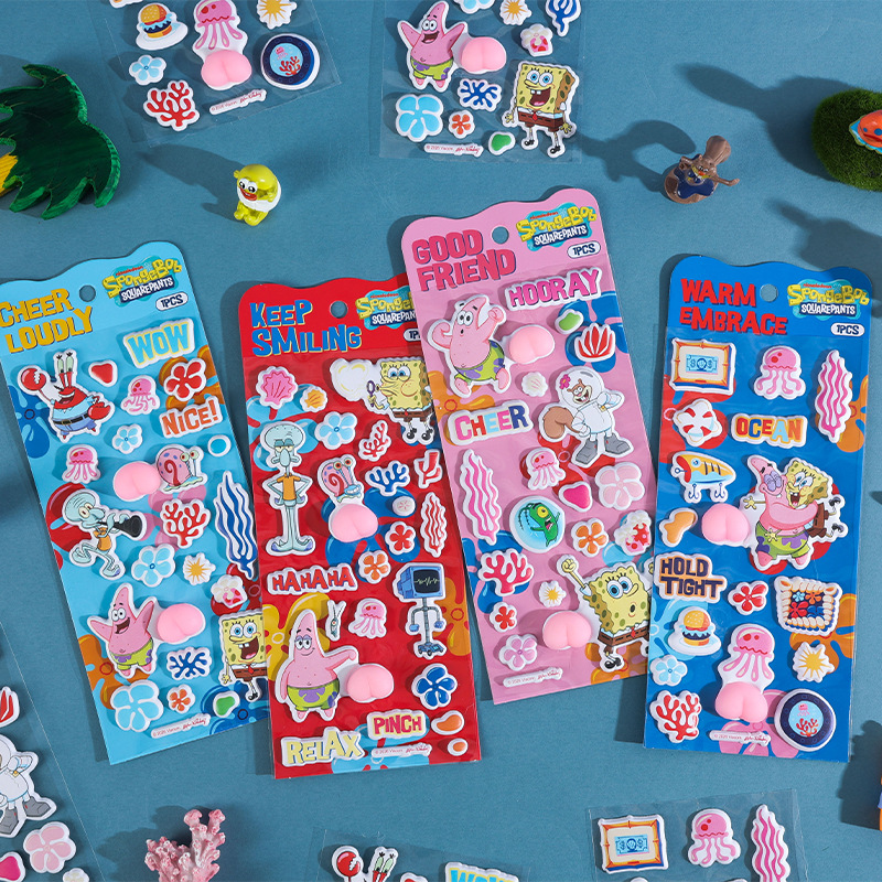 Fangdao SpongeBob SquarePants Creative Fun Casual Bottom Stickers 3d Stereoscopic stress-relieving Foam stickers are in stock and available for wholesale