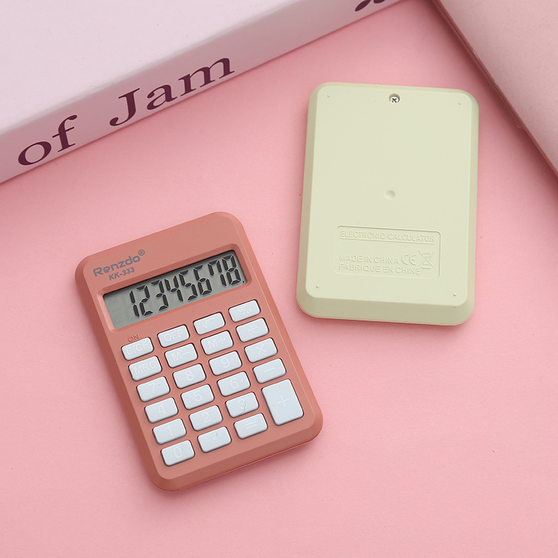 KK-333 solid-color cute calculator, fresh and clean 8-digit computer, portable business compact calculator Specification drawing