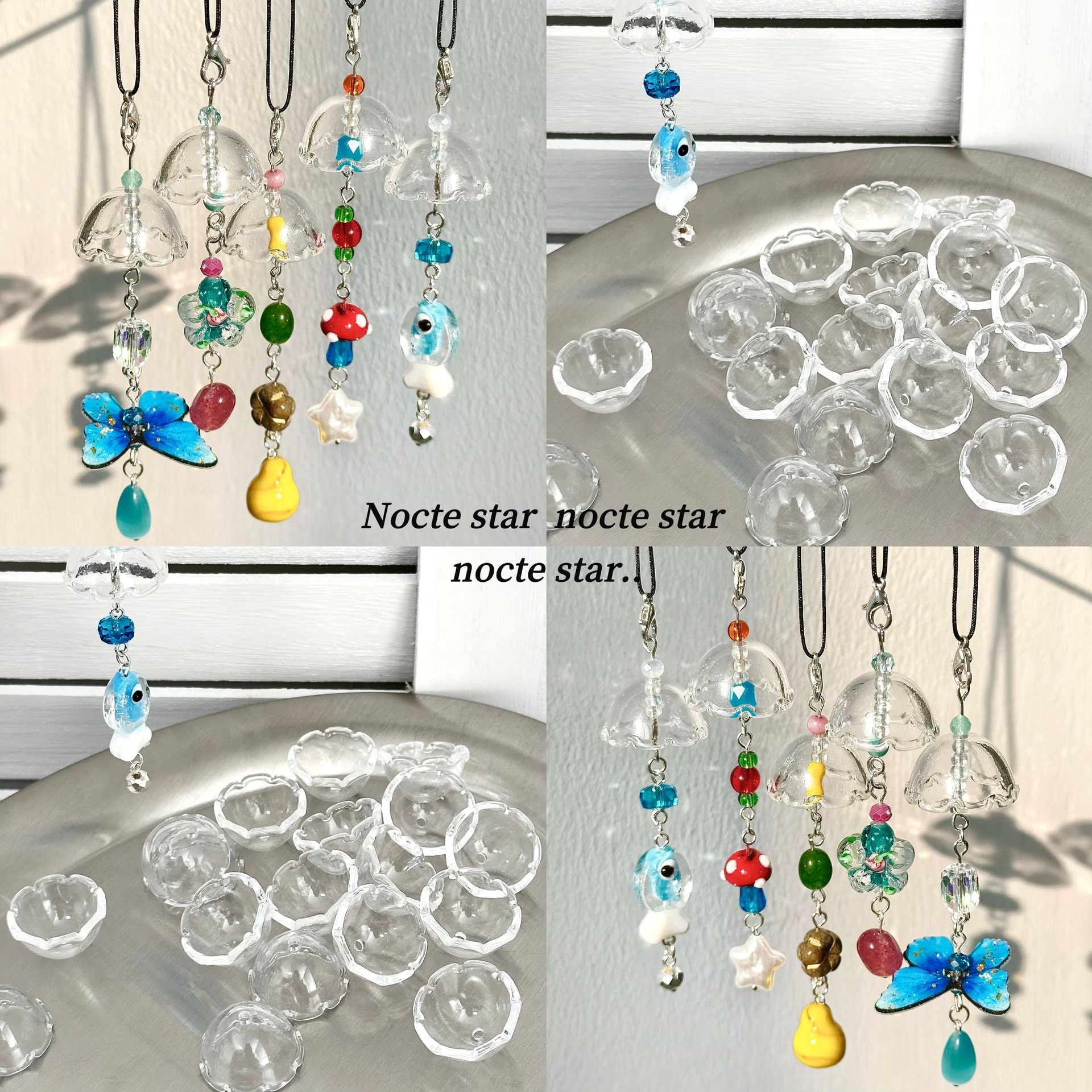 亚克力水母风铃挂件 手工diy串珠饰品配件车挂钥匙扣包挂配件材料