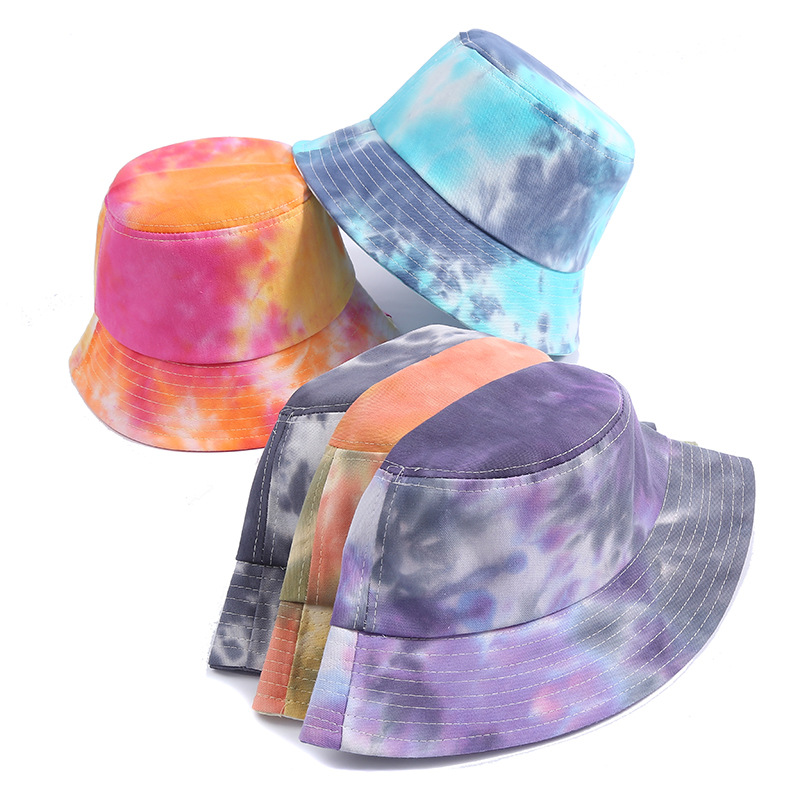 Tie-dyed basin hat, fashionable gradient color hat, outdoor sun hat, street style fisherman hat, foldable beach hat, cross-border Specification drawing