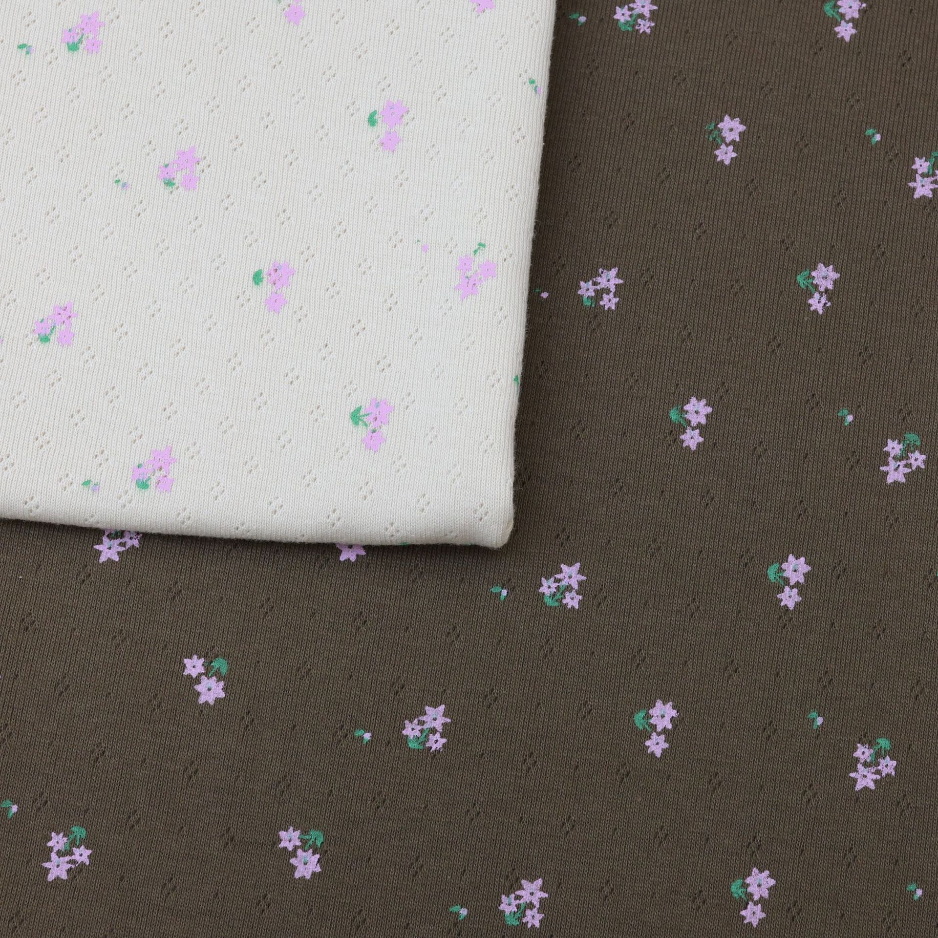 法式小清新碎花半开领长袖打底衫T恤女秋季BM风设计感针织面料