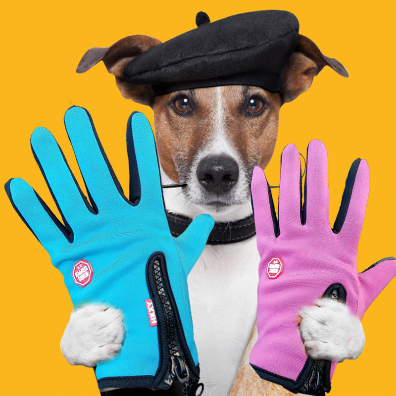 Ski gloves, autumn and winter touch screen cycling gloves, men's and women's fleece fleece outdoor warm fleece waterproof zipper couple Specification image