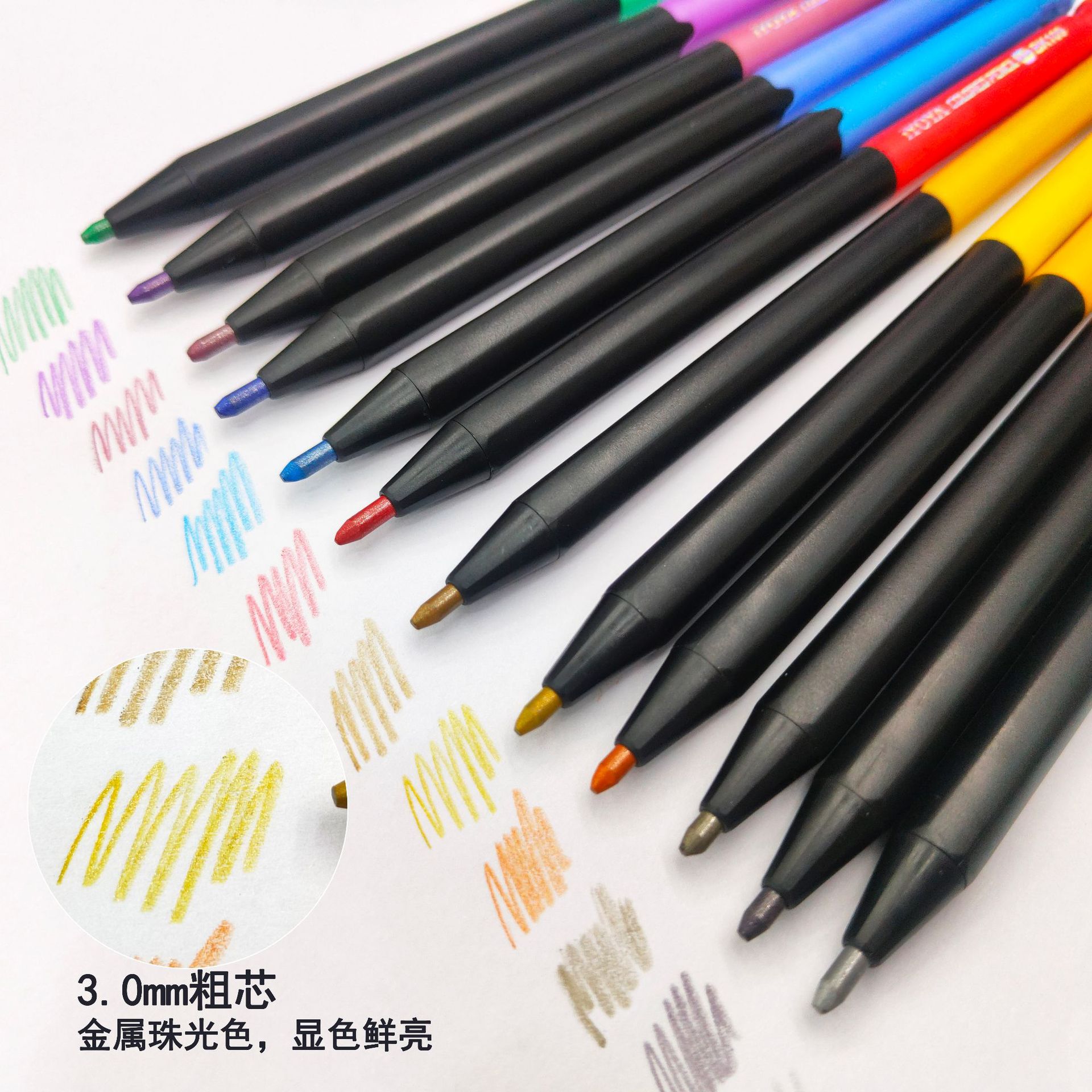 3.0mm automatic colored pencils with rainbow lead, 12 pieces in barrels, high appearance level multi-color lead press color pencils, cross-border wholesale Specification image