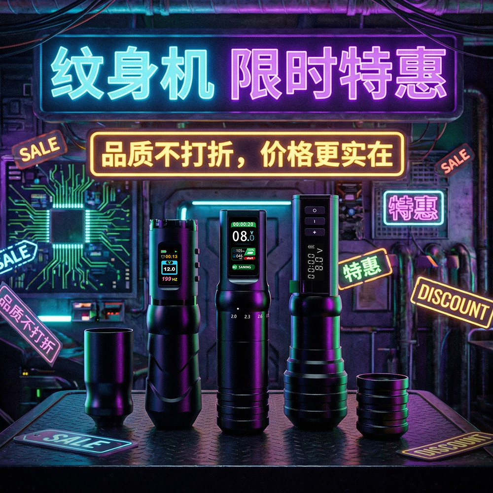 shanilak  跨境专供无线纹身笔刺青纹绣一体马达机长续航纹身机