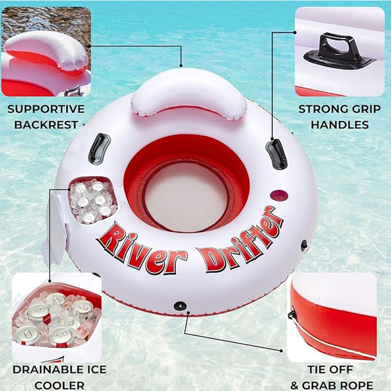 Cross-border PVC float float customized backrest seat, single and double person thickened lounge chair, beach with ice bar, water inflatable float float Application Scenario
