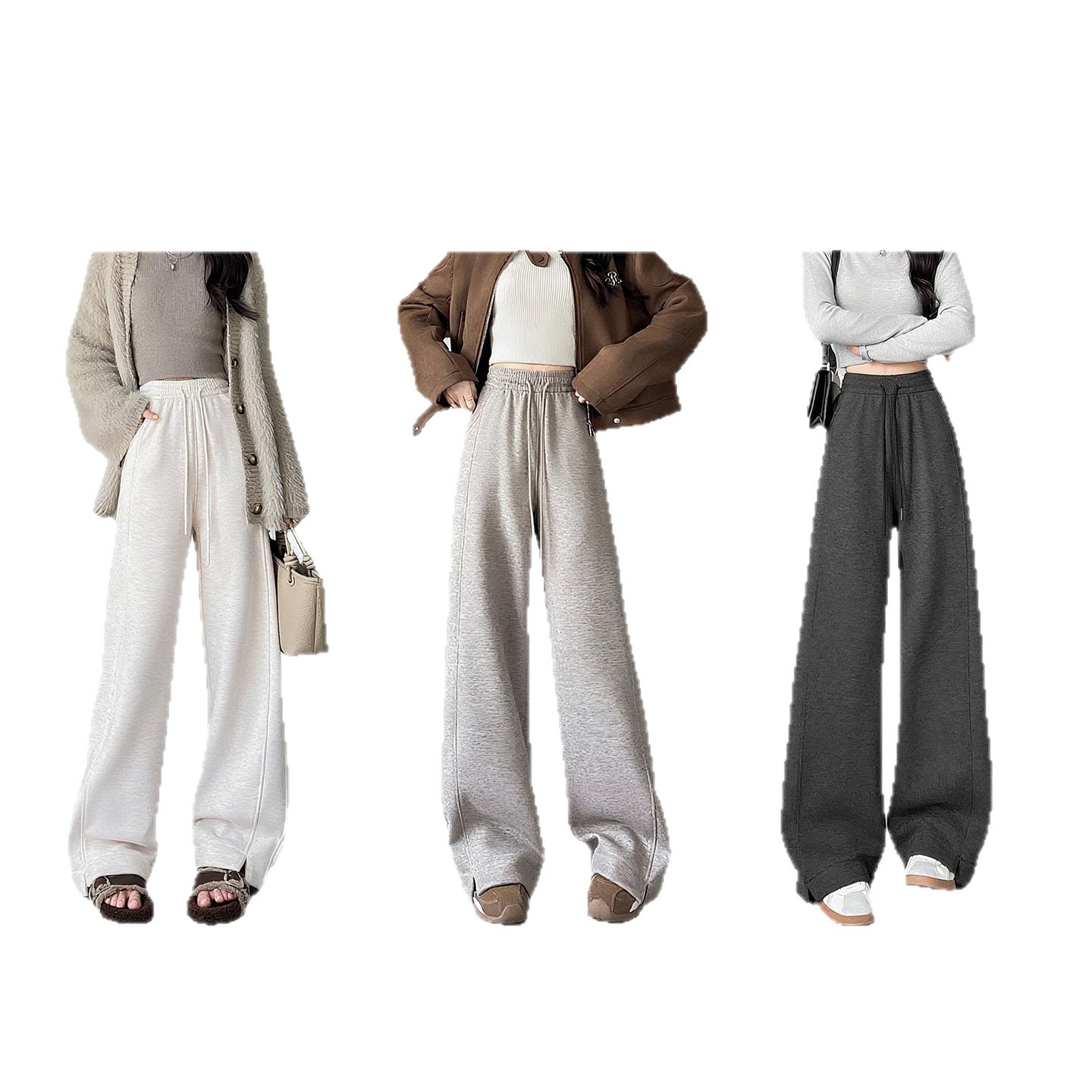 牛仔裤/牛仔裤女高腰复古/牛仔裤女装阔腿/库存/牛仔裤批发白底实物图