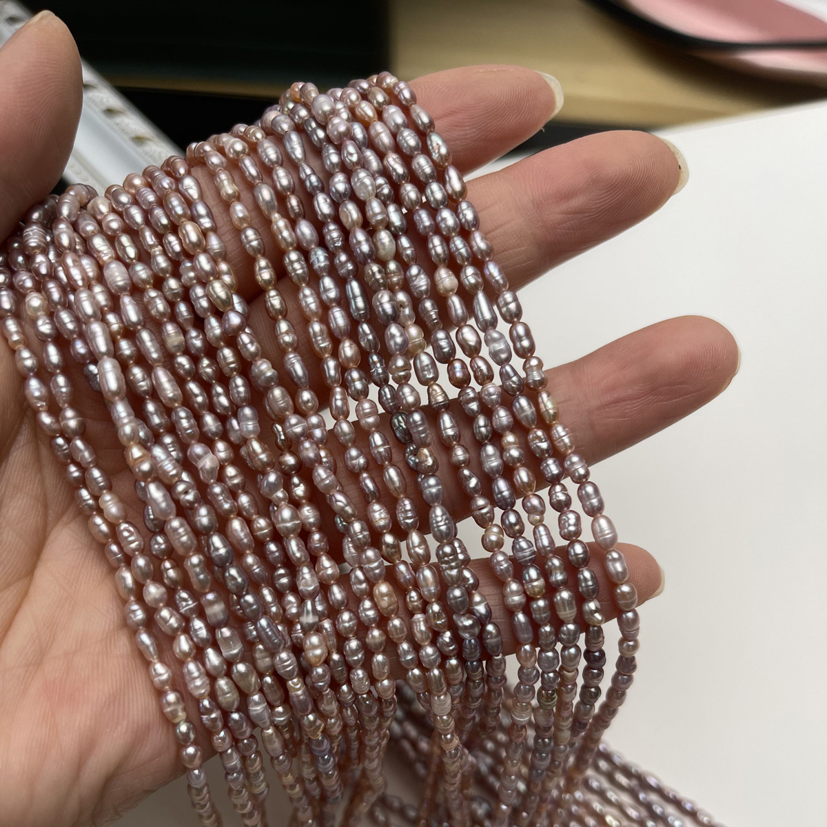 天然淡水紫色小米珠珠子DIY手链材料 手工饰品配件 批发串珠