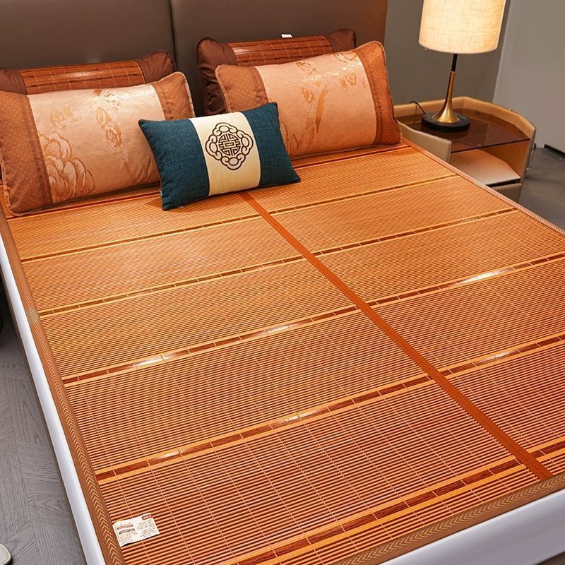 New summer household bamboo mat, cool bamboo mat, single-person folding carbonized universal double-sided mat for student dormitories details Picture