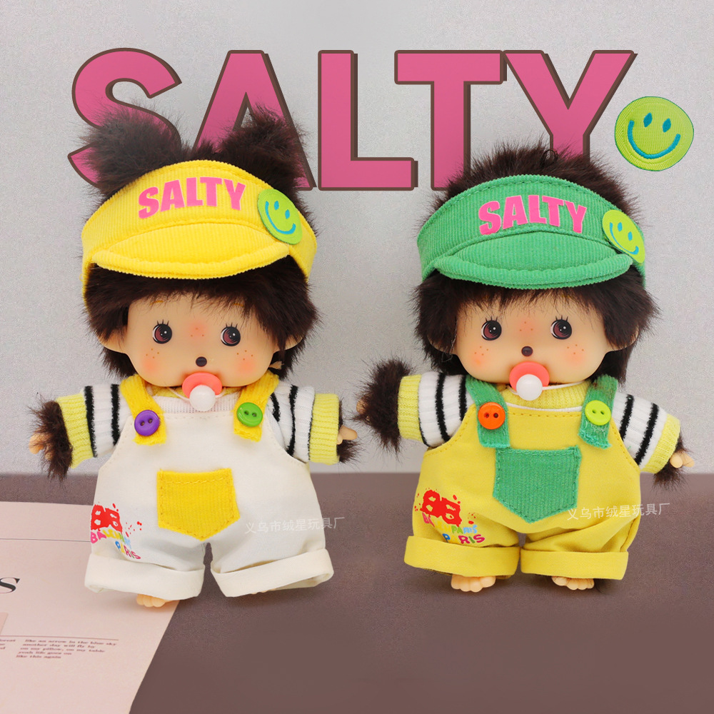 New baby clothes, cartoon smiling faces, baseball caps, trendy color-blocking tops, T overalls and pants sets, doll replacement outfits Application Scenario