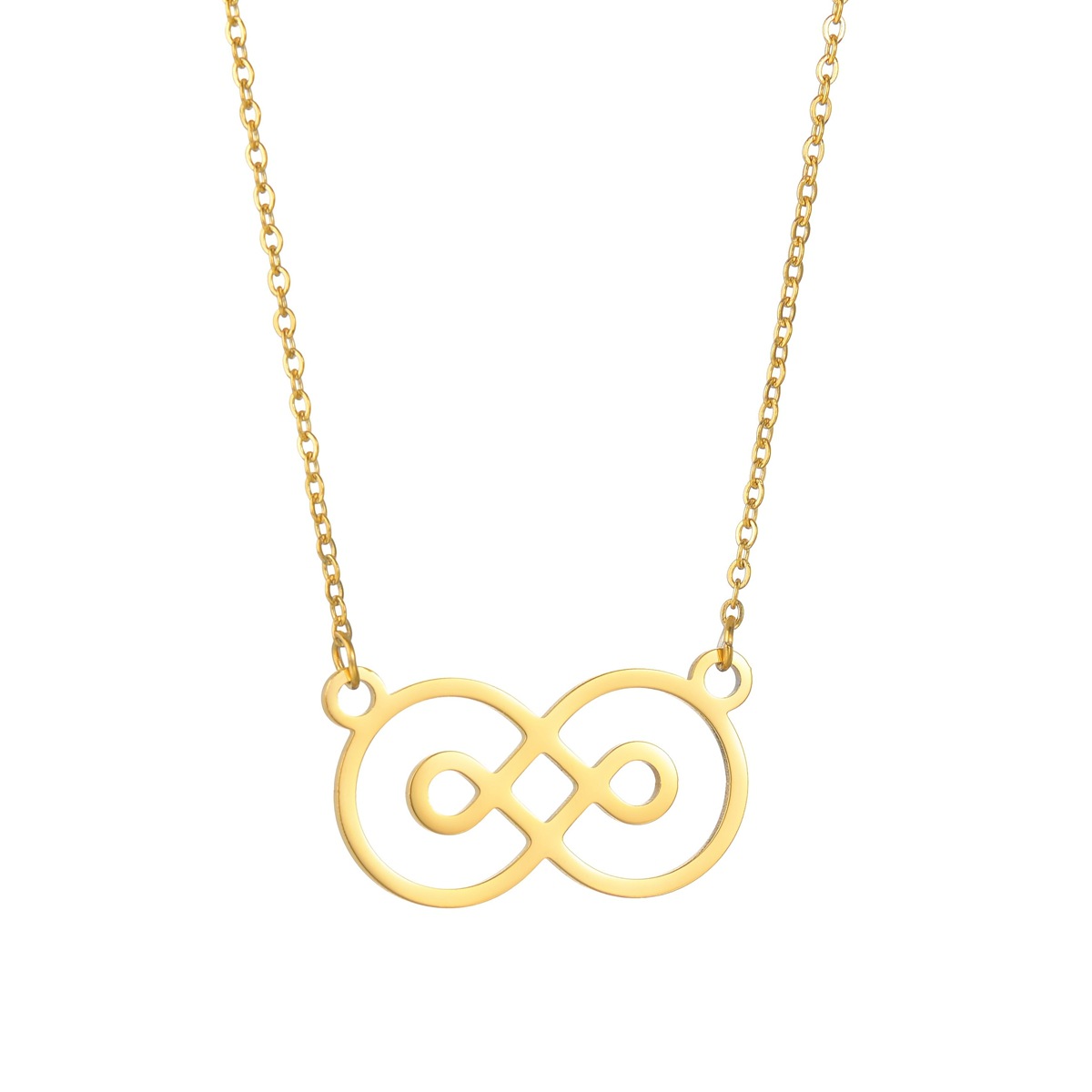 Cross-border best-selling jewelry supply: Pearl Baroque women's gold retro geometric collarbone chain, simple titanium steel necklace Item Picture