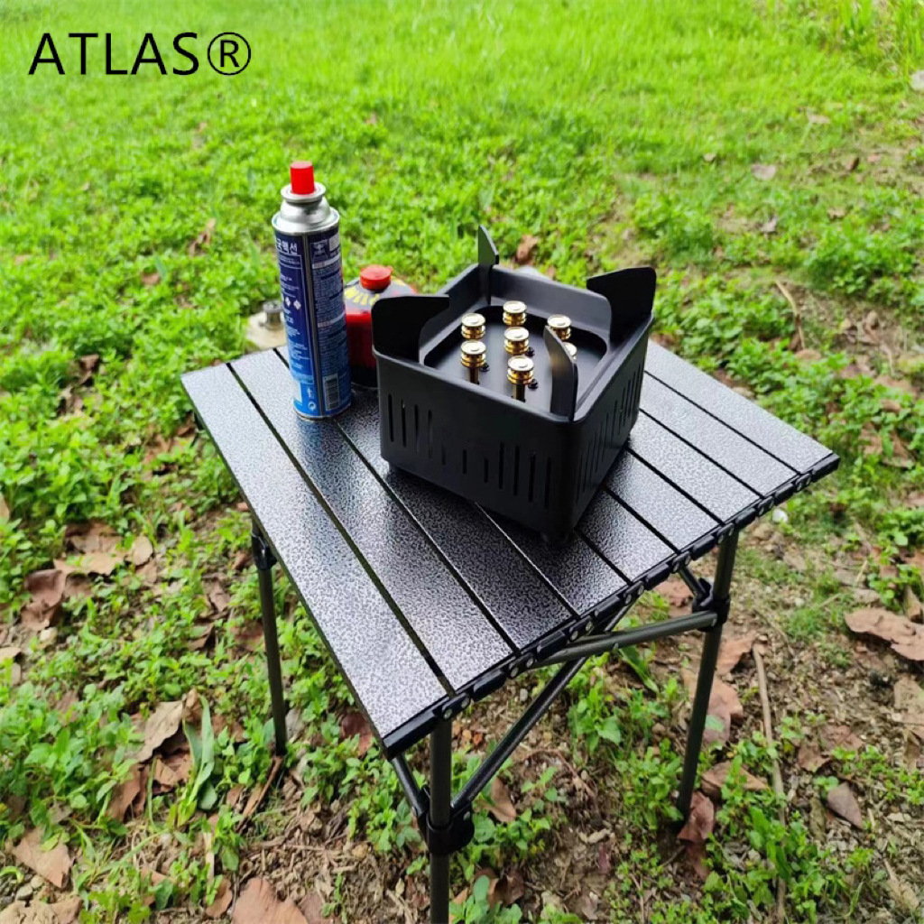 Outdoor portable seven-head fierce stove, windproof and quick heating, camping and picnic gas stove, golden copper core integrated cassette type details Picture