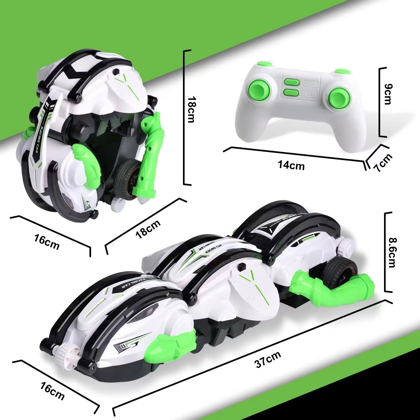 2.4G高速变形翻滚车六轮灯光控制锁轮男孩360度翻滚遥控车玩具细节图