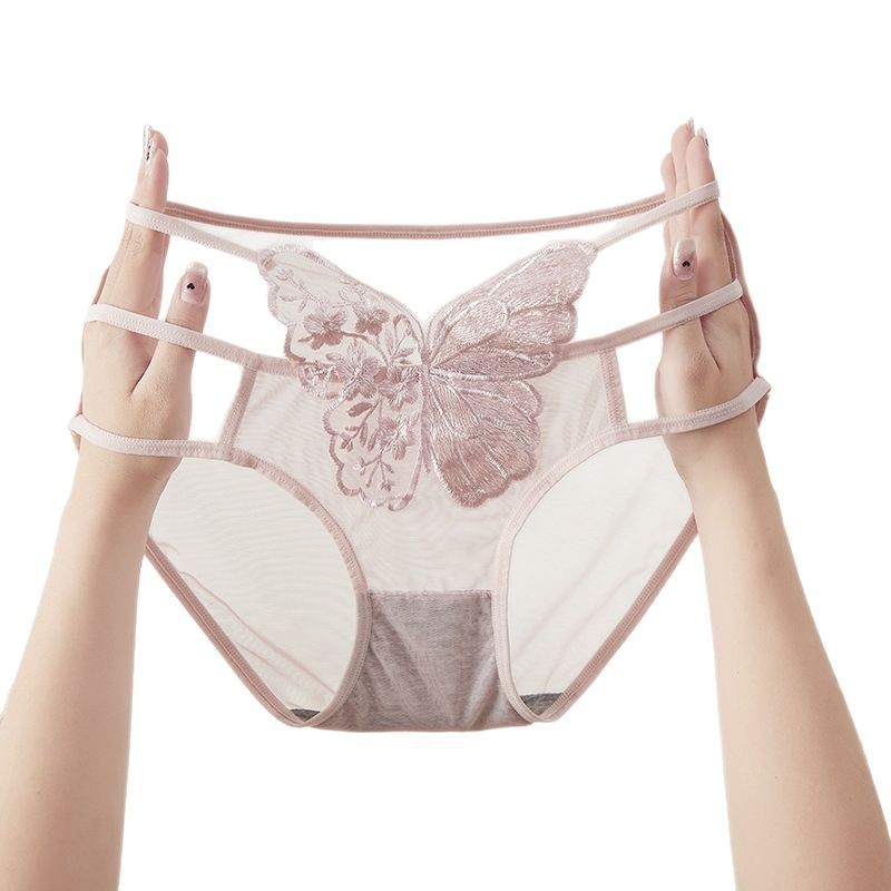 Hot-selling women's plus-size sexy underwear, fashionable Yin-yang butterfly embroidered pattern high-waisted large-sized underwear for women # Item Picture