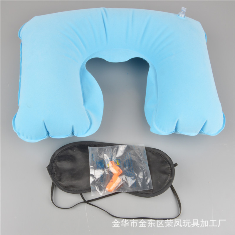 Inflatable pillow U-shaped U-shaped pillow, three treasures for outdoor travel and tourism, PVC flocked camping airplane pillow details Picture