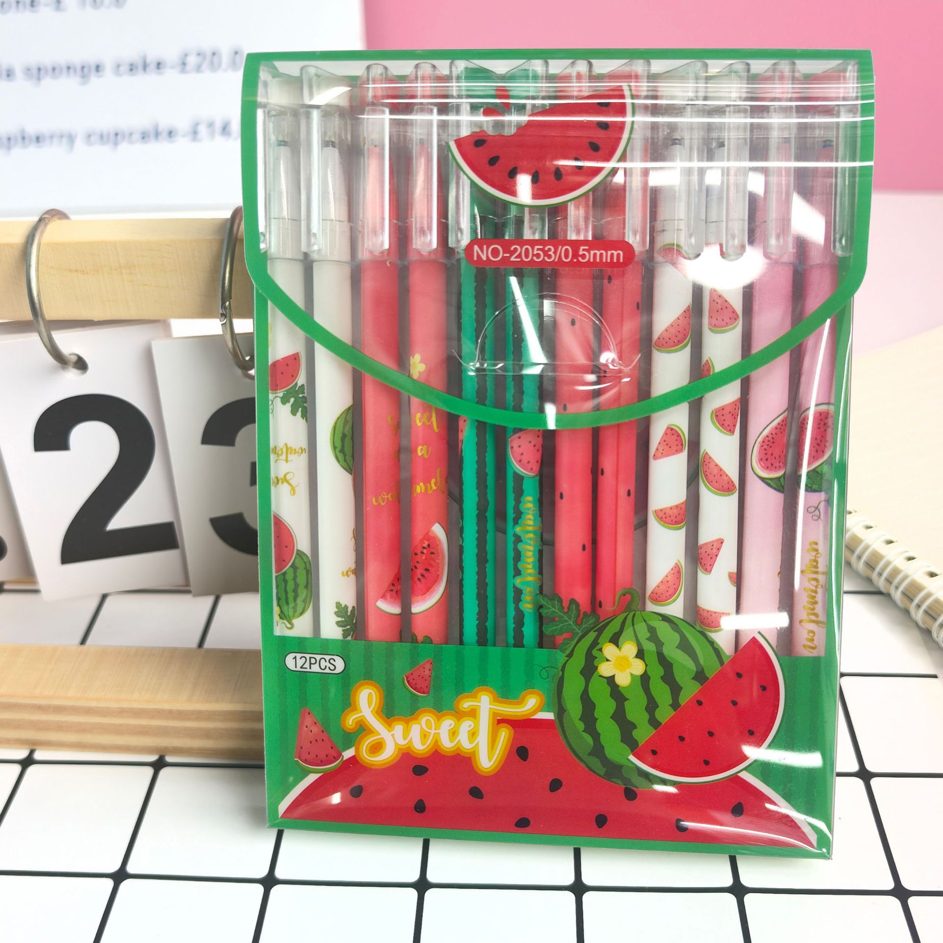 12 pieces of PVC box erasable pen with cute panda and watermelon, high appearance level, hot erasable student stationery Application Scenario