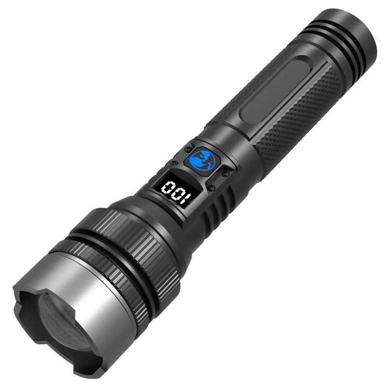 New cross-border white laser high-power aluminum head heat dissipation telescopic zoom laser cannon power bank digital display flashlight