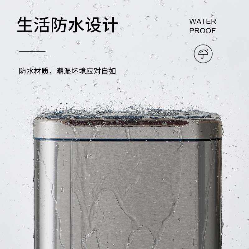 Cubo de basura de sensor inteligente hogar cocina sala de estar oficina acero inoxidable eléctrico alto con tapa cesta de papel de gran capacidad Application Scenario
