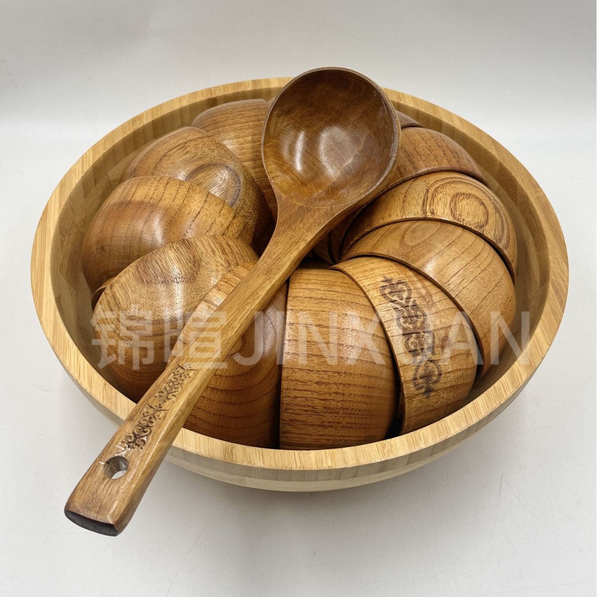木制餐具竹制碗勺套装哈萨克斯坦木盆竹碗创意简约竹制沙拉搅拌碗