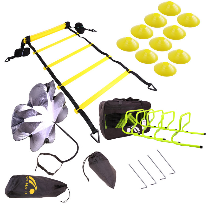 Naili Football Training Agility Ladder Set, Logo Plate Resistance umbrella, Folding Training Hurdles Set, Jump Ladder, Rope Ladder