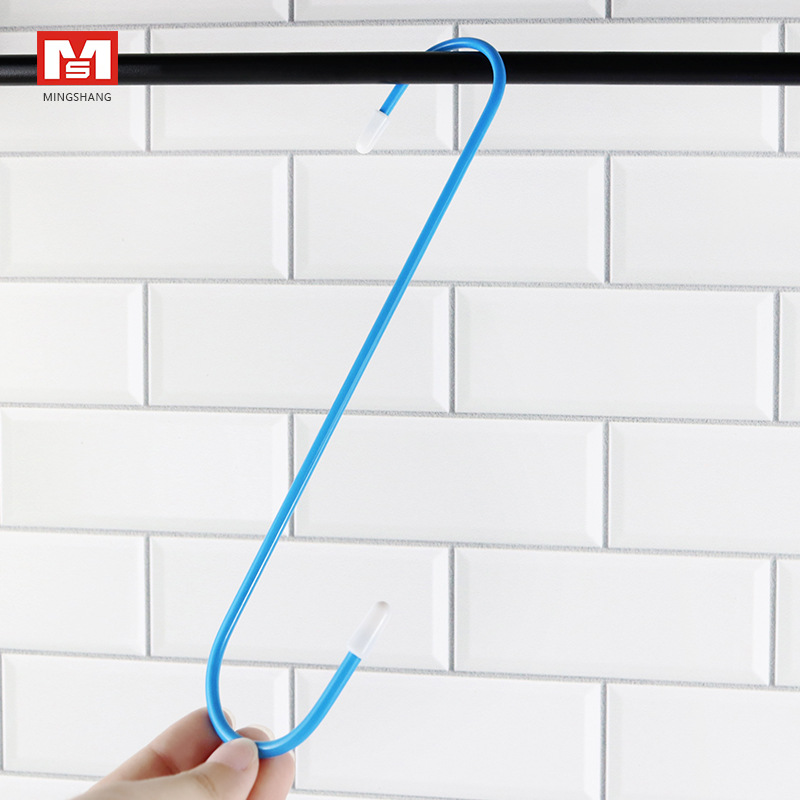 Factory direct sales of Japanese MS 2028 storage S-hook, creative home S-shaped hook, 10" rubber sleeve large line S-hook Specification image