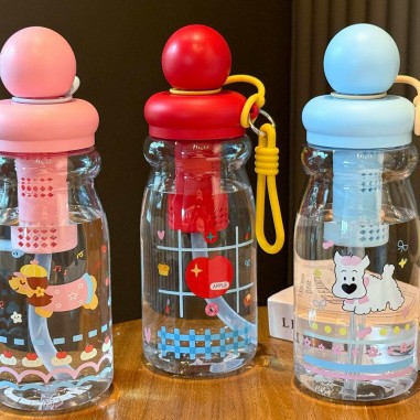 Large-capacity portable handle plastic cup, cute and fun, tea strainer straw cup, anti-drop space cup for male and female students Specification image