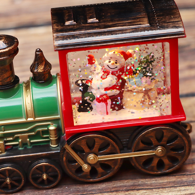 Retro-colored Christmas train music box, creative Santa Claus luminous figurine for giving gifts, exquisite small gifts Specification image