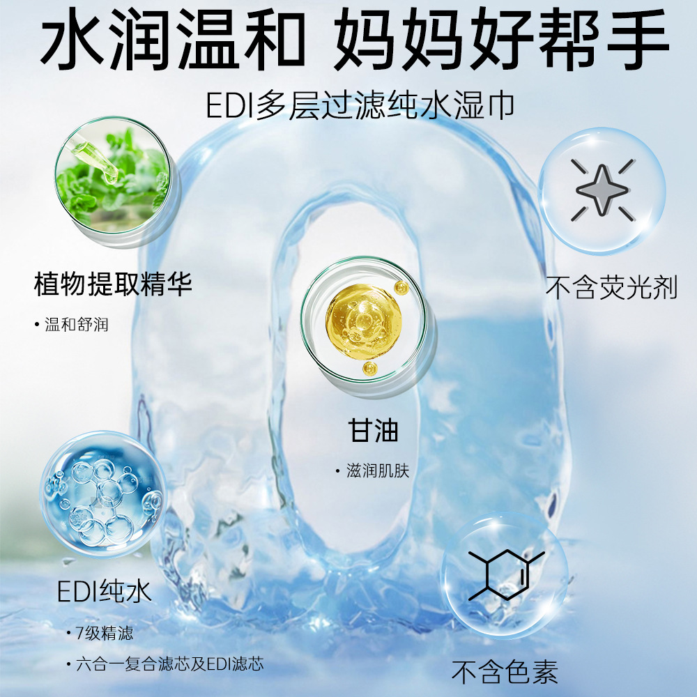 定制婴儿湿巾纸80抽大包家用宝宝手口湿巾加大加厚抗菌纯水湿纸巾产品图