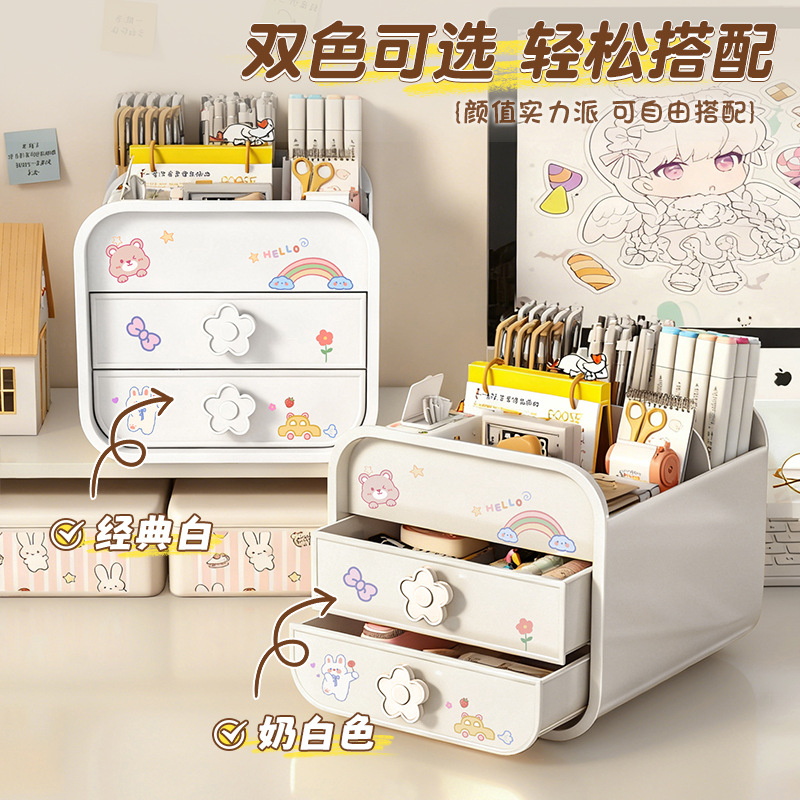 Drawer-type desktop storage box, multi-layer clutter organization box, office workstation, student desk, multi-functional storage rack Application Scenario