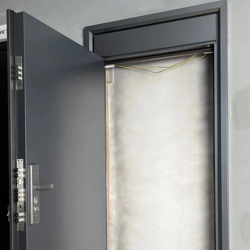 Premium anti-theft door, T-shaped entrance door, exposed hinge, concealed installation process, suspended door lintel, household anti-theft security door Application Scenario