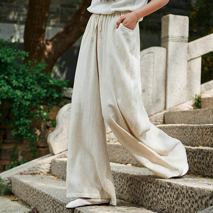 In the autumn of 2026, Baixiu Cotton and Linen women's Clothing presents a new style of Chinese-style light retro linen Zen-inspired women's long pants and wide-leg pants