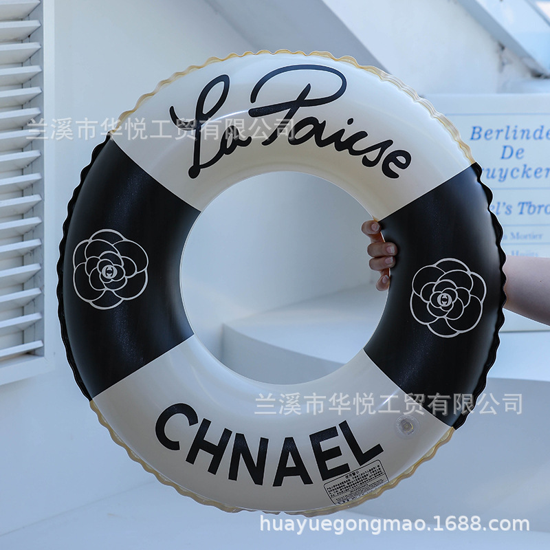 Retro camellia swimming ring in stock, thickened printed underarm ring, eco-friendly PVC inflatable splicing color contrasting swimming ring details Picture