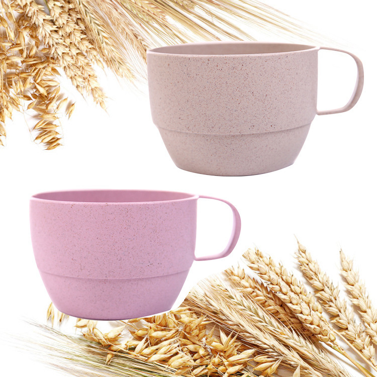 Wheat straw milk cups, simple coffee cups, breakfast milk cups, afternoon tea mugs, simple couple cups wholesale Specification image