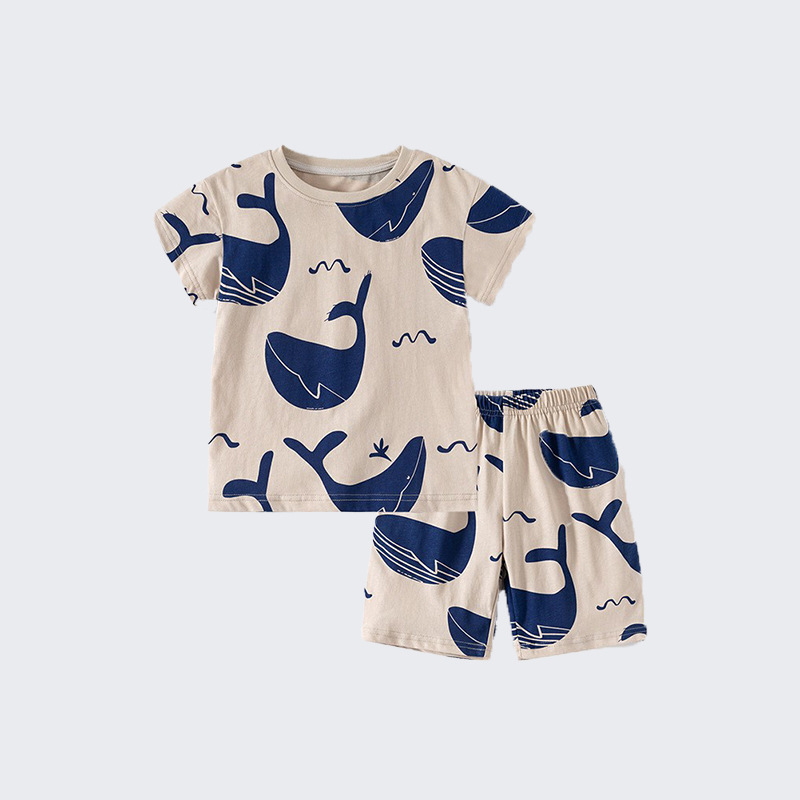 Cross-border exclusive children's short-sleeved sets, pure cotton boys' T-shirts, baby summer children's clothing, girls' shorts, baby clothes Item Picture
