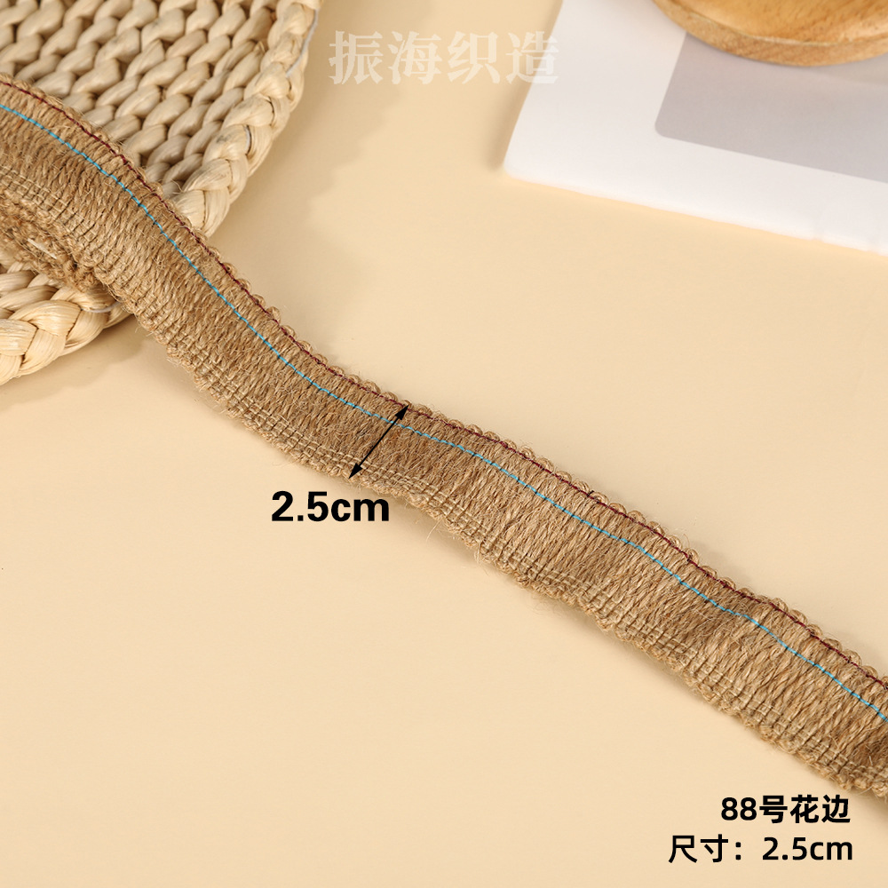 diy黄麻绳织带蝴蝶结蕾丝花边织带家纺家饰装饰黄麻蕾丝麻线花边详情图2