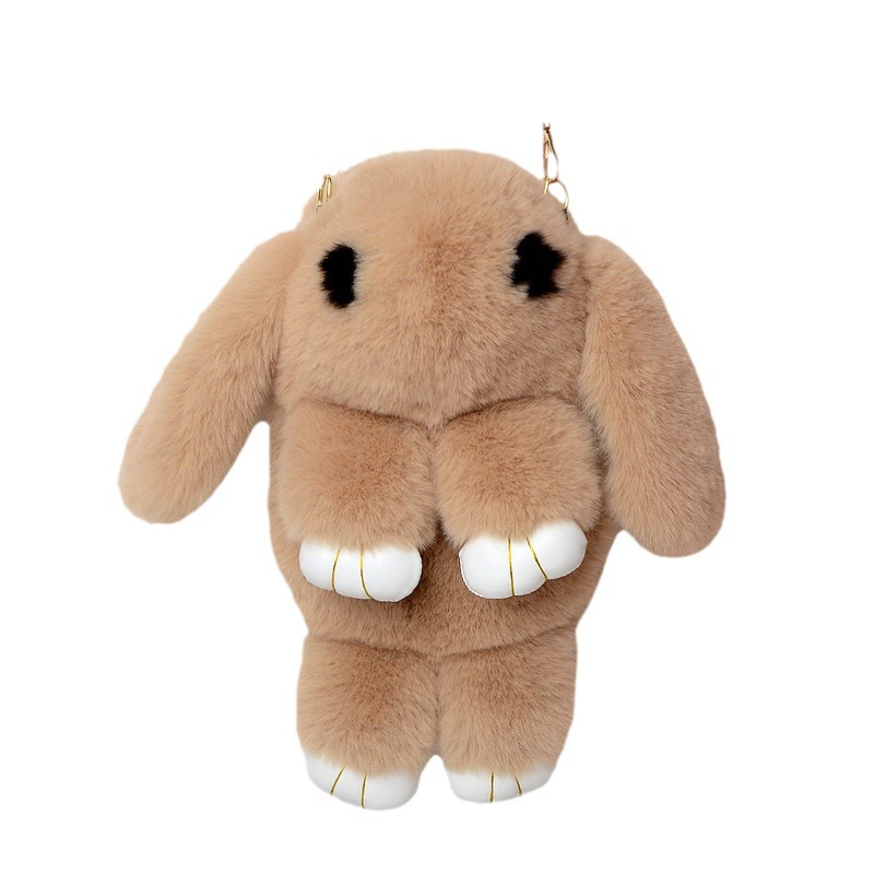 A plush chain rabbit bag for women, a single-shoulder crossbody bag imitating rex rabbit fur, a plush single-shoulder bag Item Picture